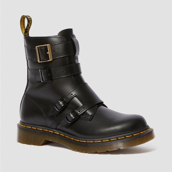 RARE Dr Martens Blake II double Buckle leather Moto boots 10 NEW - Picture 1 of 13